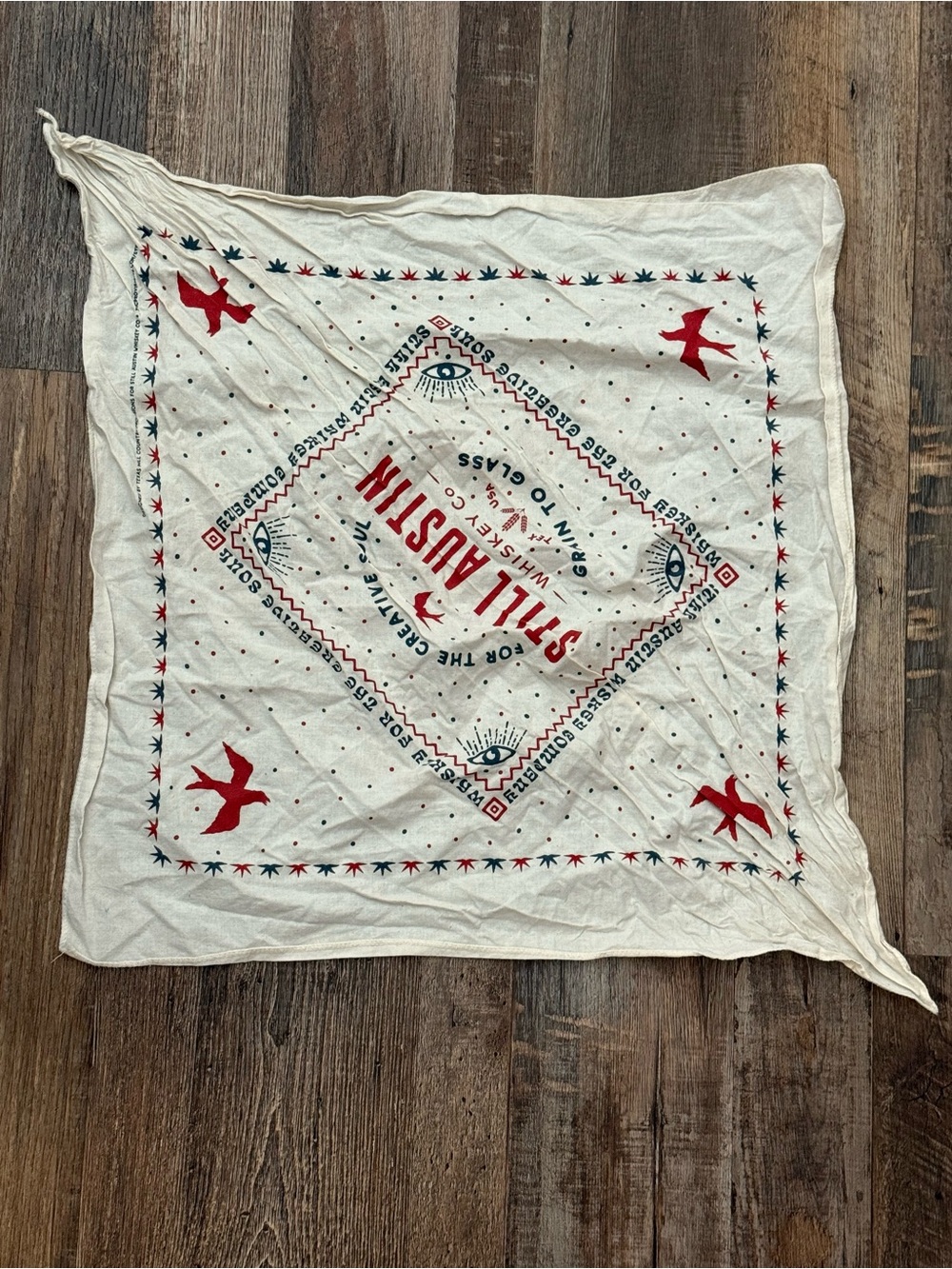 Still Austin Graphic Bandana Scarf in Cream & Red
